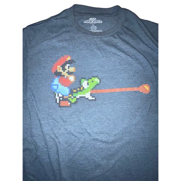 Super Mario World Blue Graphic Short Sleeve T-Shirt Large - Picture 3 of 6
